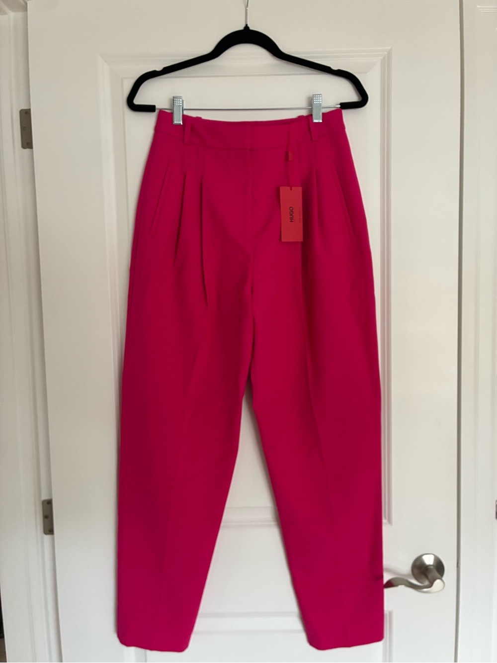 Hugo Boss High-Waist Pleated Women's Pants in Pink